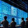 Team collaborating briskly in control room